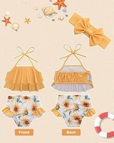 ALVABABY Toddler Girls Two Pieces Swimsuit,Reusable Toddler Swimsuit Bikini,Infant Bathing Sleeveless Tankini Swimwear in Saudi Arabia