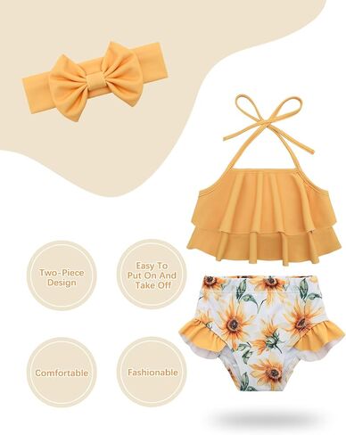 ALVABABY Toddler Girls Two Pieces Swimsuit,Reusable Toddler Swimsuit Bikini,Infant Bathing Sleeveless Tankini Swimwear in Saudi Arabia