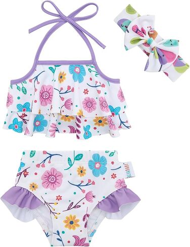 ALVABABY Toddler Girls Two Pieces Swimsuit,Reusable Toddler Swimsuit Bikini,Infant Bathing Sleeveless Tankini Swimwear in Saudi Arabia