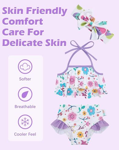 ALVABABY Toddler Girls Two Pieces Swimsuit,Reusable Toddler Swimsuit Bikini,Infant Bathing Sleeveless Tankini Swimwear in Saudi Arabia
