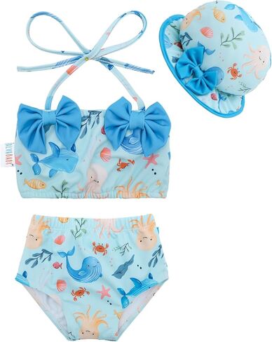 ALVABABY Toddler Girls Two Pieces Swimsuit,Reusable Toddler Swimsuit Bikini,Infant Bathing Sleeveless Tankini Swimwear in Kuwait