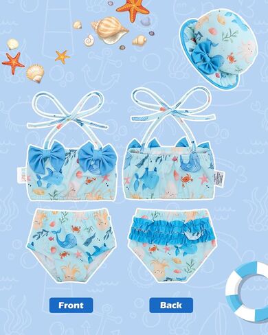 ALVABABY Toddler Girls Two Pieces Swimsuit,Reusable Toddler Swimsuit Bikini,Infant Bathing Sleeveless Tankini Swimwear in Kuwait