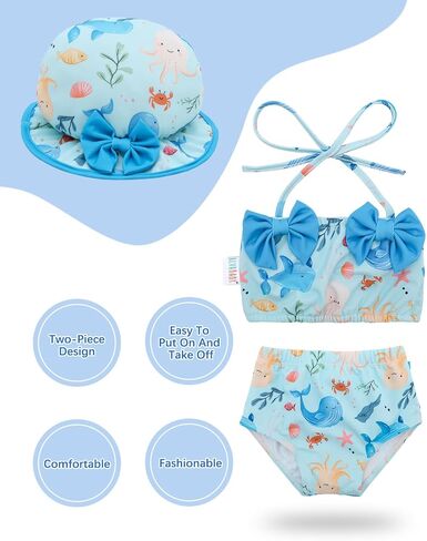 ALVABABY Toddler Girls Two Pieces Swimsuit,Reusable Toddler Swimsuit Bikini,Infant Bathing Sleeveless Tankini Swimwear in Kuwait