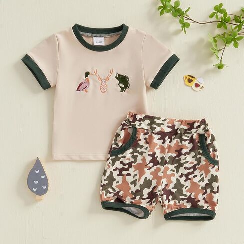 Toddler Baby Boy Girl Mallard Duck Outfits Duck Short Sleeve Sweatshirts Tops and Shorts Hunting Baby Clothes Set in Saudi Arabia