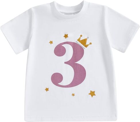 Toddler Baby Girls Birthday T-Shirt 1st 2nd 3rd 4th 5th 6th Birthday Outfit One-Six Number Print Crown Top in Saudi Arabia