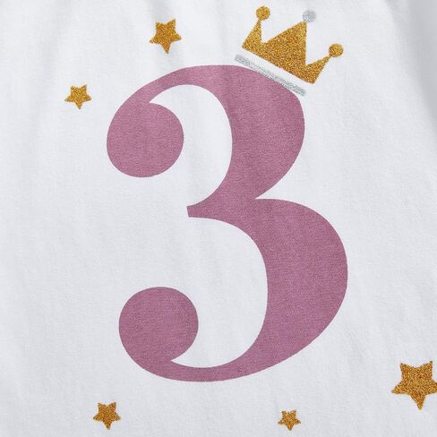 Toddler Baby Girls Birthday T-Shirt 1st 2nd 3rd 4th 5th 6th Birthday Outfit One-Six Number Print Crown Top in Saudi Arabia