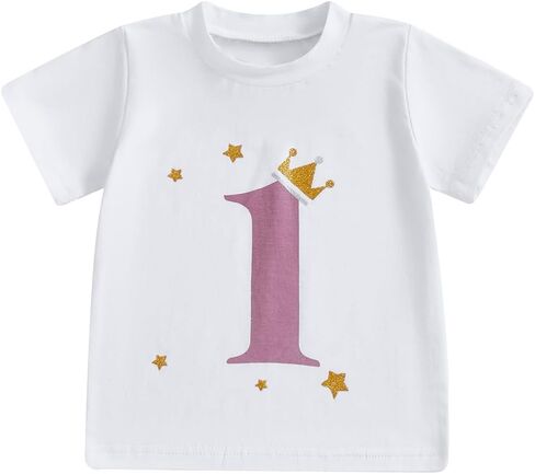 Toddler Baby Girls Birthday T-Shirt 1st 2nd 3rd 4th 5th 6th Birthday Outfit One-Six Number Print Crown Top in Saudi Arabia