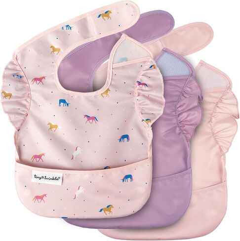 Tiny Twinkle Mess Baby Bib - مريلة مقاومة للماء للطفل أو الفتاة - PFAs ، PVC ، BPA ، فثالات - مرايل طعام الأطفال in Kuwait