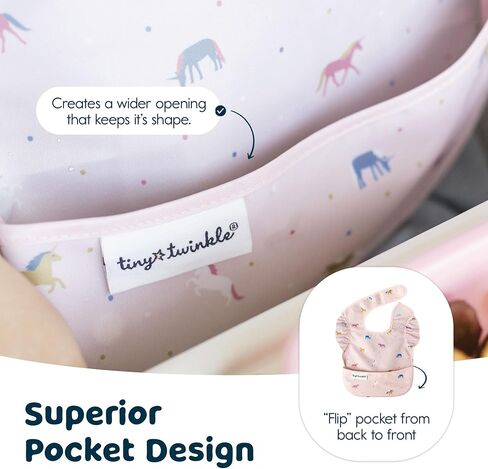 Tiny Twinkle Mess Baby Bib - مريلة مقاومة للماء للطفل أو الفتاة - PFAs ، PVC ، BPA ، فثالات - مرايل طعام الأطفال in Kuwait