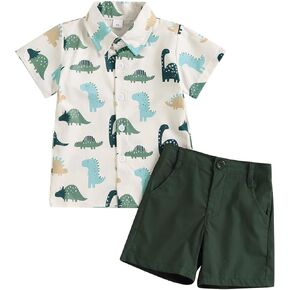 Fanvereka Toddler Infant Baby Boy Summer Outfit Kids Newborn Boy Shorts Set Short Sleeve T-Shirt + Pocket Shorts Suit