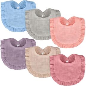 Accmor Muslin Baby Bibs for Baby Girls, Muslin Bibs Bandana Drool Bibs, Soft and Absorbent Cotton Teething Feeding Drooling Bibs