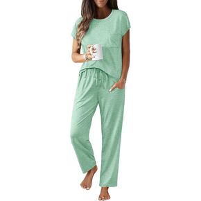 Ekouaer Womens Pajama Sets Cap Sleeve Sleepwear Tops and Long Pants Comfy Pjs 2 Piece Lounge Set with Pockets S-XXL