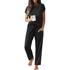 Ekouaer Womens Pajama Sets Cap Sleeve Tops and Pants Long Comfy Pjs 2 Piece Lounge مع جيوب S-XXL