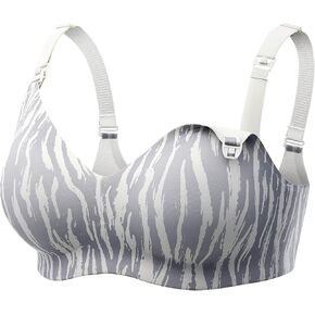 Momcozy Nursing Bras for Breastfeeding, Seamless Comfort Lightweight Maternity Bra, Wireless Pregnancy Bralette, Gray Zebra