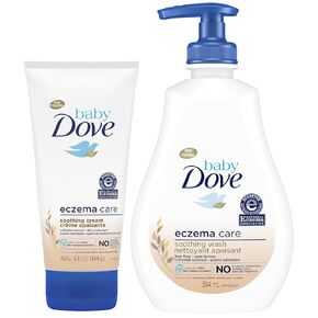 Dove Baby Skin Care Bundle – Colloidal Oatmeal Derma Care Soothing Wash & Eczema Care Soothing Cream, Fragrance Free (2 Piece Set)