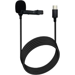 Type C Lavalier Microphone Compatible with Insta360 X4 High Sensitivity Omnidirectional Camera Microphone for YouTube Recording Podcasting Gaming Interview,Black 6.5ft