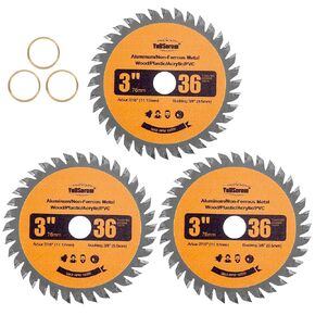 3-Inch TCT Circular Saw Blade 36T with 3/8-Inch Arbor Fast Clean Wood Plastic Cutting for Wood, Plastic,PCV, Acrylic, Aluminum Compatible with Bosch Milwaukee Dewalt Worx Cut-Off Saw