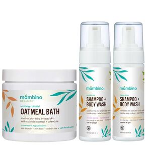 Mambino Organics Baby & Kids Bath Set - Organic Colloidal Oatmeal Bath Soak, Happy Time Shampoo & Body Wash, Soothe Me Shampoo & Body Wash – Cruelty-Free & Vegan Bath Products
