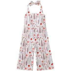 Infant Toddler Baby Girl Romper Jumpsuit Sleeveless Halter Floral One Piece Outfit Overall Pants Summer Clothes