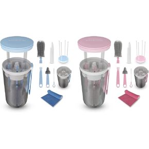 Bottle Brush Set - Premium Cleaning Kit for Bottles, Cups, and Jars - Perfect Household Essentials - The Ideal Gift for Effortless Cleaning (Pink)