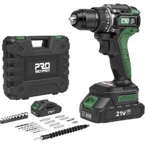 Prostormer Brushless Power Drill Set, 575 in.lbs Drill Driver, 20+1 Max Torque, 3/8" Keyless Chuck, 2pcs Battery & Charger with Storage Box & 24 Pcs Drill Bits