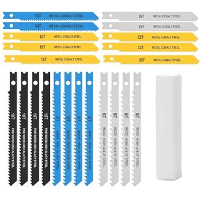 22-Piece Universal Jig Saw Blade Set for Wood,Plastic and Metal Cutting with Tool Bag Universal Design fits All Name Brand and Import jig saws
