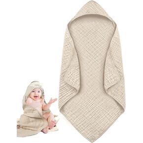 Baby Bath Hooded Towel Navy Blue for Newborns 32x32Inch- 100% Muslin Cotton Bath Towels
