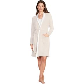 Barefoot Dreams® CozyChic Ultra Lite® Tipped Ribbed Short Robe, Dove Gray-Mineral, Small/Medium in Kuwait