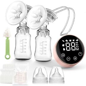 Electric Breast Pump, Hands Free Breast Pump 3 Modes 9 Levels, Double Wearable Breastfeeding Pump with Breastmilk Storage Bags & Pacifier Brush, Extractor de Leche Materna Electrico LED Display