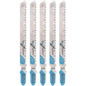 Jigsaw Blades, 5 PCS T127D T-Shank Jig Saw Blade Universal Jig Blade Assortment For Cutting Metal Wood PVC and More - fit Bosch, Dewalt, Hitachi, Makita, Festool etc