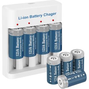 8 حزمة CR123A بطاريات الليثيوم القابلة لإعادة الشحن مع شاحن 3.7 فولت 800MAH 123A بطاريات الليثيوم لكاميرا Arlo و Flasglight
