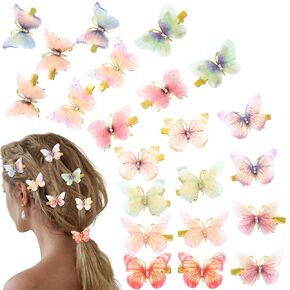 24PCS Butterfly Hair Clips - Rhinestone Butterfly Clips for Teens Girls Women, Small Hair Clips with Rhinestones, Sparkly Colorful Hair Accessories