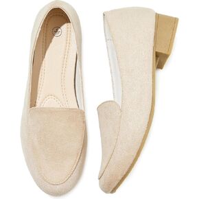 HEAWISH Women's Loafers Slip on Low Heel Shoes,Closed Toe Pumps Dress Shoes,Casual Loafer Work Flats Wedding Shoe