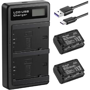 2 x 2280mAh NP-FZ100 Batteries with Dual Slot Charger, Replacement for Sony A7 III/IV, A7S III, A7R III/IV/V, A7C, A7C II, A7CR, A1, A9, A9 II, A6600, A6700, FX3, FX30, ZV-E1 Cameras
