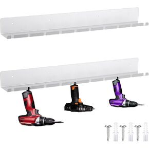 2 Pcs Air Tool Holder Pneumatic Rack Air Tool Metal Hanger Air Tool Storage Rack Air Tool Holder Organizer for Enclosed Trailer Garage Shop Garage, Holds up to 10 Air Tools, Silver