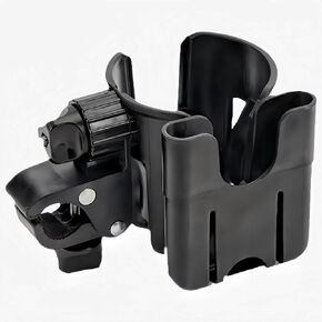 Stroller Cup Holder, Stroller Accessories, 2-in-1 Universal Cup Holder for Walker,Stroller, Bike, Wheelchair, Scooter，360° Adjustable Stroller Cup Holder Attachment
