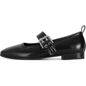 Dsevht Mary Janes Flats for Women Fashion Square Toe Flat Low Heel Easy Buckle Strap Flats Shoes