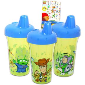 مجموعة Disney Toy Story Sippy Cup for Kids-Pixar Toy Story Backs Cups Cups مع 3 لعبة مقاومة للتسرب ، ومقاومة للتسرب ، وخالية من BPA ، وأكواب SIPPY بالإضافة إلى الوشم لأكواب SIPPY الصغار SIPPY