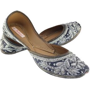 Fulkari Women's Murraya Genuine Soft Leather Juttis | Bite and Pinch Free Jutis | Punjabi Jutti For Ladies | Bridal Ethnic Stylish Mojari Flats For Girls |