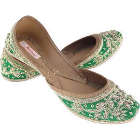 Fulkari Women's Murraya Genuine Soft Leather Juttis | Bite and Pinch Free Jutis | Punjabi Jutti For Ladies | Bridal Ethnic Stylish Mojari Flats For Girls |