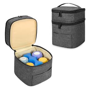 Teamoy Double Layer Breastmilk Cooler Bag, Fit for 4 Baby Bottles Up to 5 Ounce Bottle Bag, Breastmilk Cooler Tote Bag for Nursing Mom, Black(Bag Only)