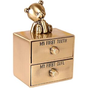 Baby First Tooth and Curl Metal Keepsake Box Tooth Container for Child Kids Teeth and Hair