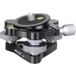 ARTCISE Tripod Leveling Base Camera Leveler, Aluminum Adjusting Tripod Head Plate with -15°/+15° Tilt, with 3 Bubble Levels and 3 Wheel +/-5 Degree Precision Adjustment，Max Load 22lbs