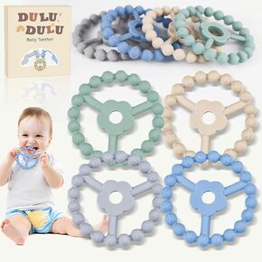 4 Pack Silicone Baby Teething Toys, Teething Rings for Babies 0-6 6-12 Months Newborn Baby Teethers Girl Relief Soothe Baby's Gums Infant Toys Gifts Baby Girls Boys Sweet Pink