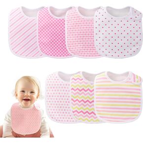 Pack of 7,Baby Bibs,Unisex,Soft and Absorbent,Adjustable,Easy to Use