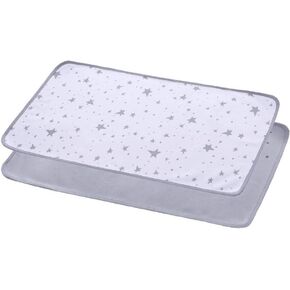 2Pcs Diaper Changing Pad Waterproof Baby Change Mats Bed Pads Washable Soft Cotton Reusable Underpads Incontinence Pad for Baby Toddler Kids Elderly Pet (L, Grey)