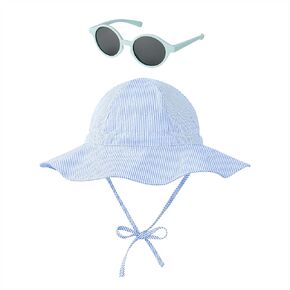 Zando Baby Sun Hat Toddler with Sunglasses UPF 50+ Baby Beach Hat Wide Brim Baby Bucket Hat for Toddler Hats Boys Girls 0-4T
