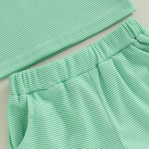 Toddler Baby Girl Boy Golf Outfit Waffle Short Sleeve Embroidery Sweatshirt Top Striped Plaid Shorts Summer Clothes in Saudi Arabia