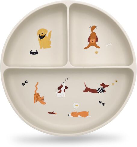 Silicone Suction Plates with Dividers - Grip Plates for Babies 6-12 Months and Toddlers 1-3, Toddler and Baby Dishes, Baby Led Weaning Essentials, Dishwasher Safe (Dogs and Cats) in Saudi Arabia