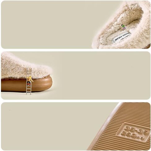 Women's Cute Plush Home Slippers Butterfly Knot Cotton Slippers Comfortable Thick Bottom Outdoor Slippers Winter Indoor Soft Warm Slippers in Saudi Arabia